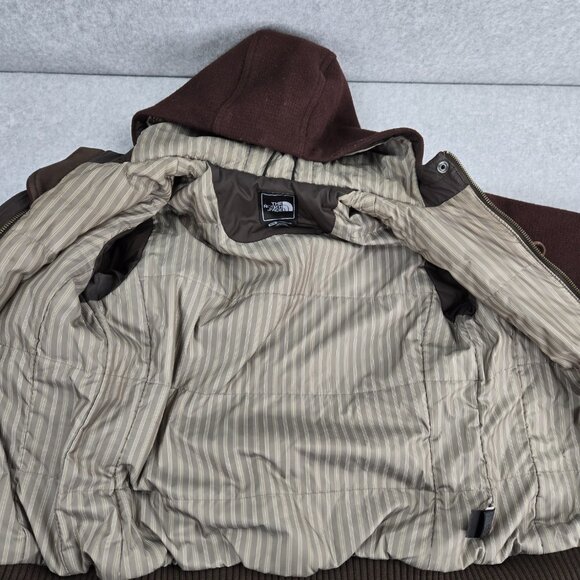 The North Face Coat Womens Medium Brown Toggle Wool Blend Hooded Jacket Pockets - Picture 3 of 16